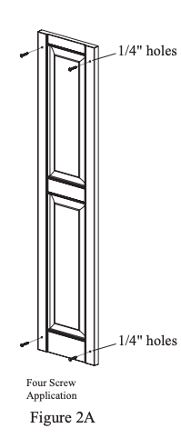diagram of custom panel style shutter with holes to show screw placement