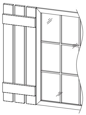 diagram of board and batten shutter installed next to window
