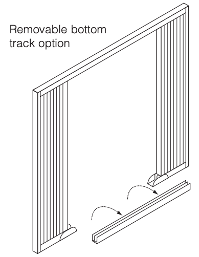 diagram of removable bottom track option on security grille