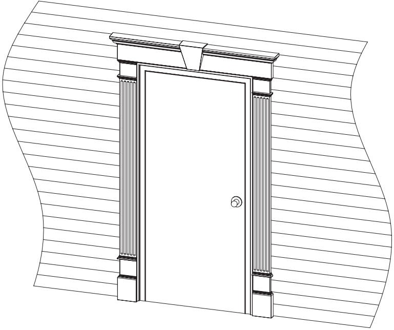 diagram of installed door surround and window header on external door