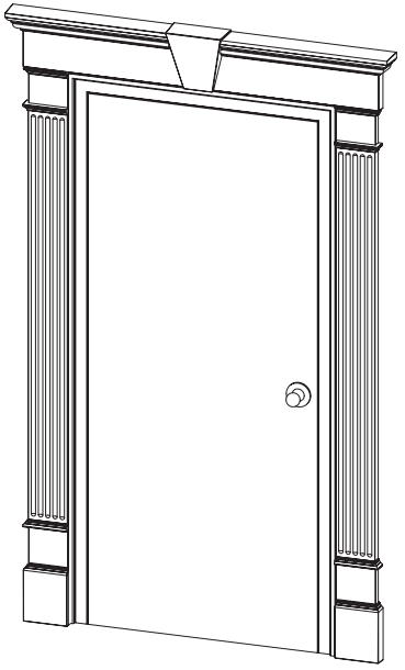 diagram of completed installation of door header and pilasters
