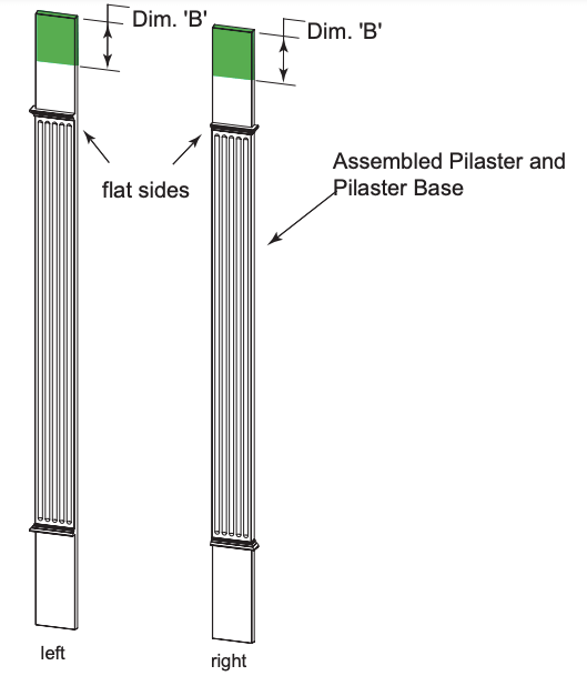 diagram of 2 assembled door pilasters