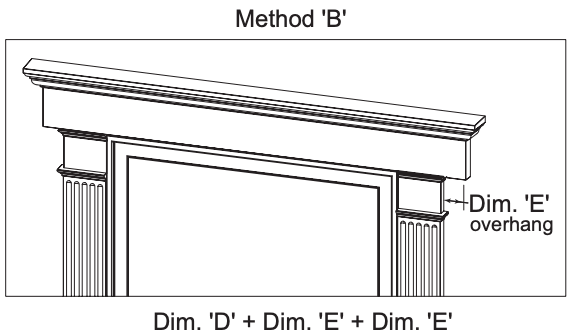 diagram of top of door frame with header installed with overhang