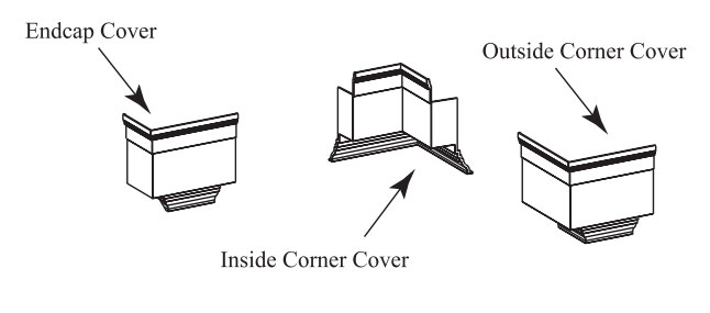diagram of end cap cover, inside and outside corner covers