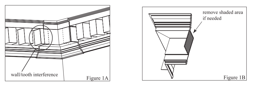 diagram showing wall/ tooth interference on dentil trim