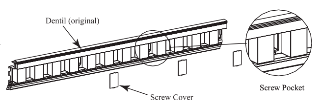 diagram of screw cover and pocket on dentil trim