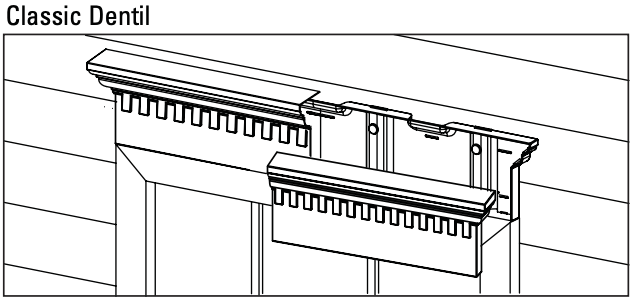 diagram of classic dentil style window header being installed