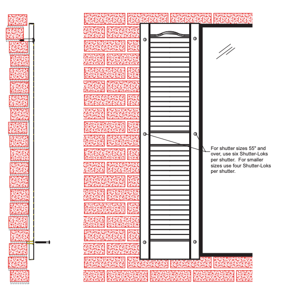 diagram of installed louvre shutter next to external window