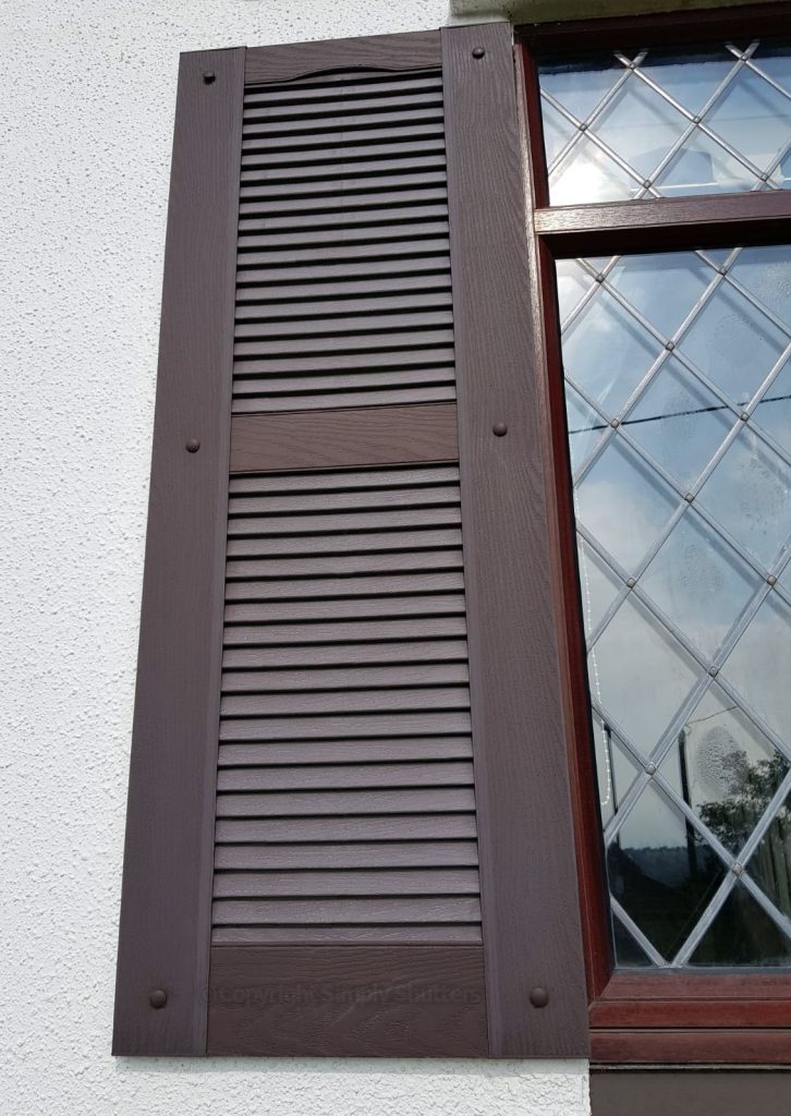 Installed brown louvre decorative shutter