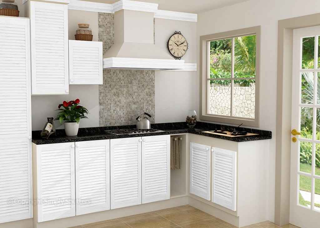 White Painted Louvre Doors Kitchen