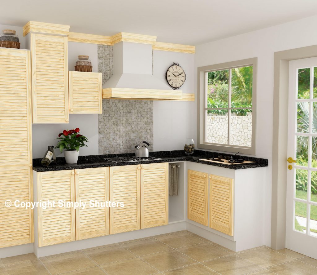 kitchen with louvre door fronted cabinets 