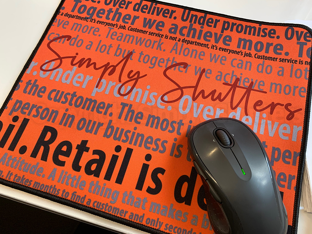 close up mousemat with text design 