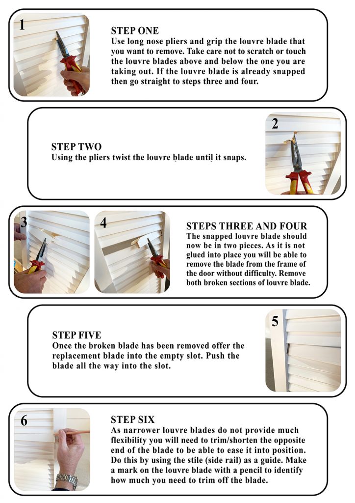 Step by Step Guide for Replacing a Louvre Blade on a Louvre Door – Guide 2.